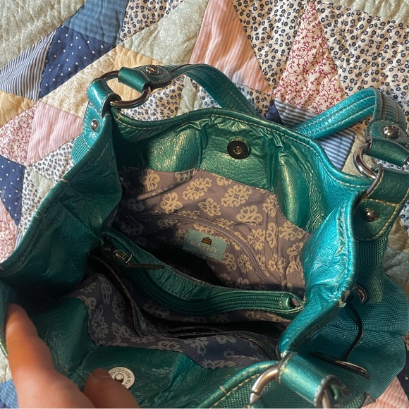 Vintage Y2K Kathy Van Zeeland Shoulder Bag Purse Turquoise Blue - Picture 7 of 9